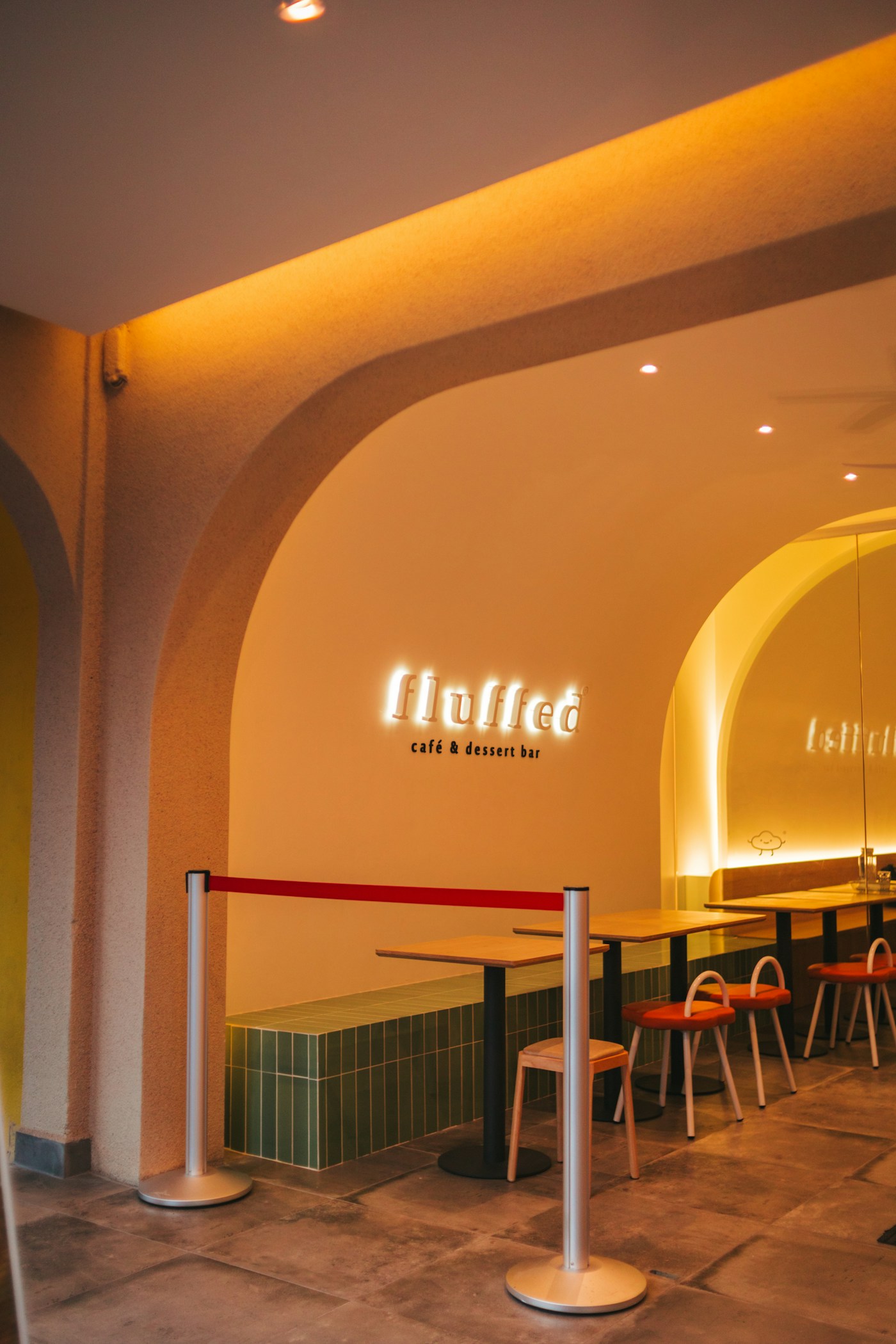 Warm modern cafe interior